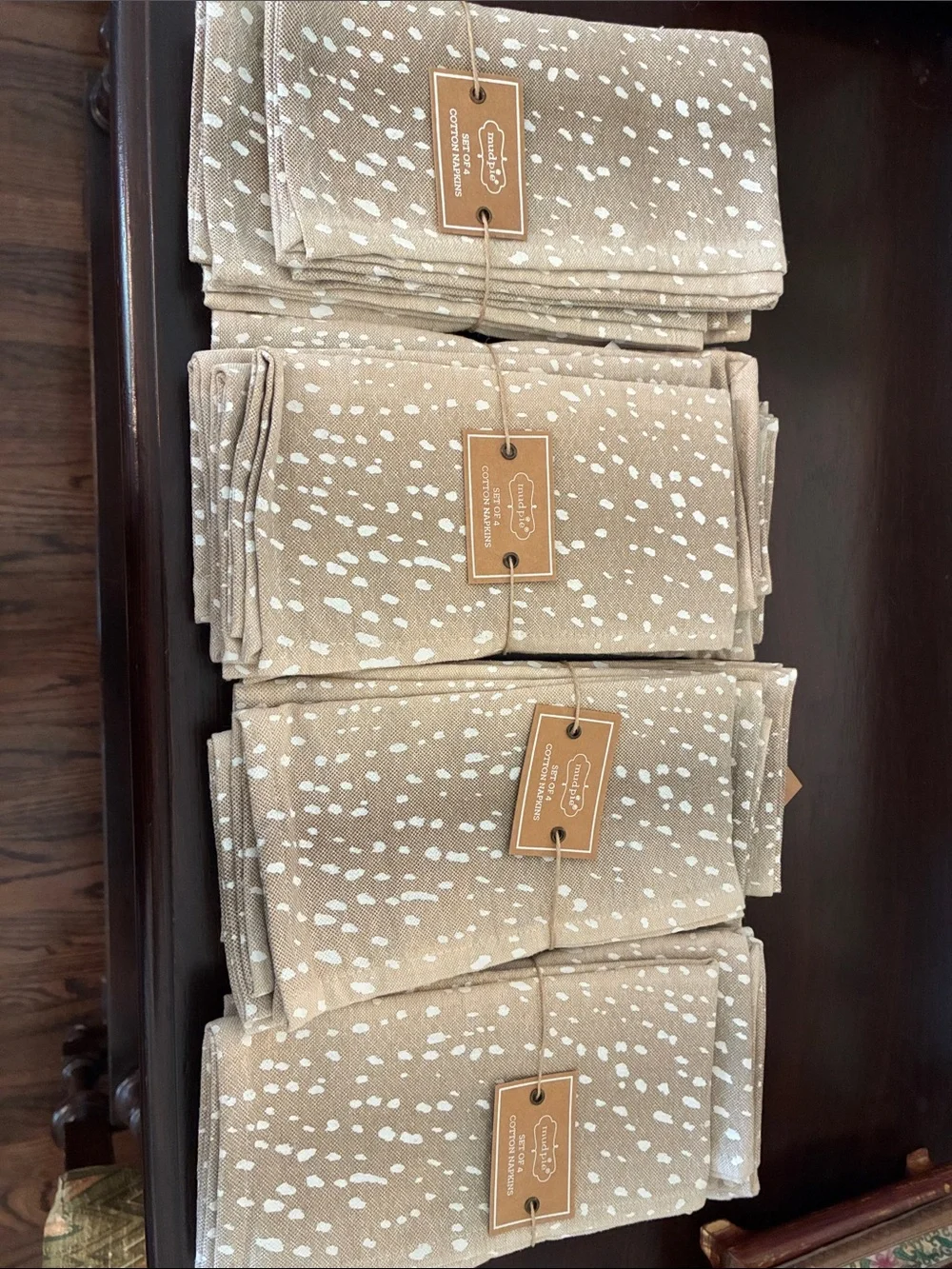 Mud Pie Beige and White Spotted Cotton Napkins